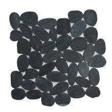 Floor and Decor Mosaic Stone Sliced Black Pebble Tile